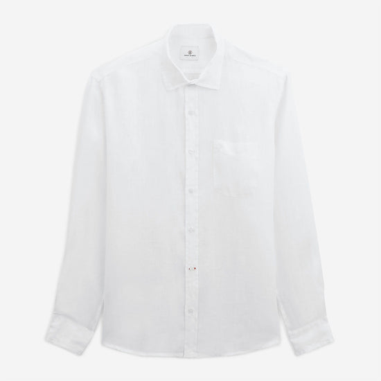 serge blanco Chemise Charles en lin blanche