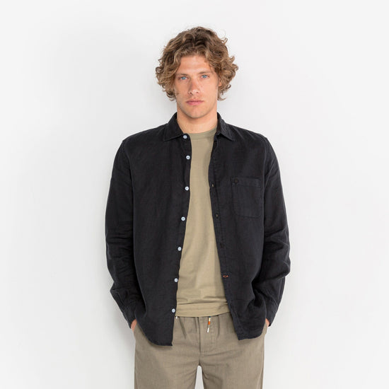 Serge Blanco Chemise Charles En Lin Noir