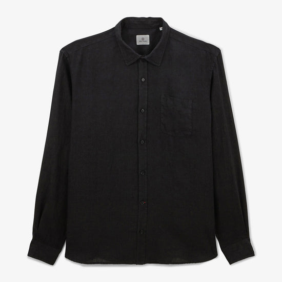 serge blanco Chemise Charles en lin noir