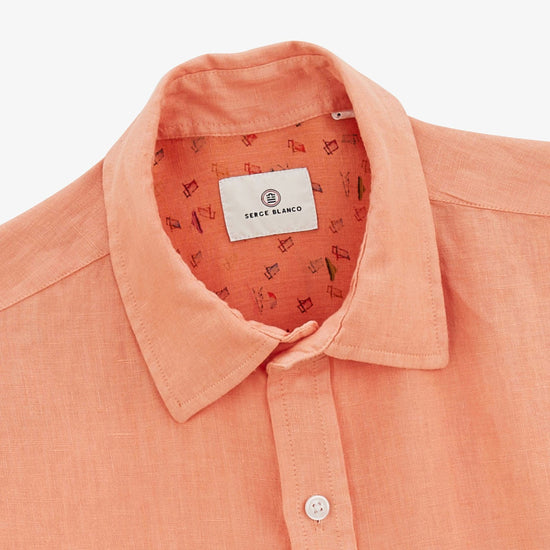 Serge Blanco Chemise Charles En Lin Orange Corail