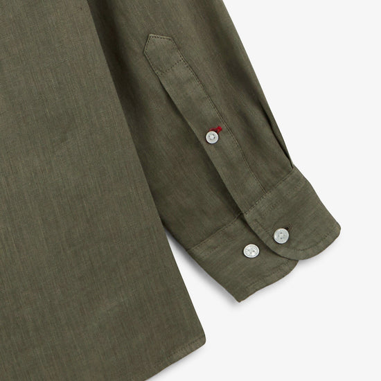 Serge Blanco Chemise Charles En Lin Vert Militaire