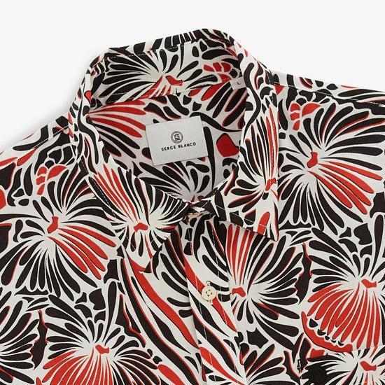 Serge Blanco Chemise Clovis Imprimé Floral Abricot