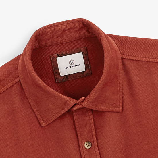 Serge Blanco Chemise En Velours Rouge Courge