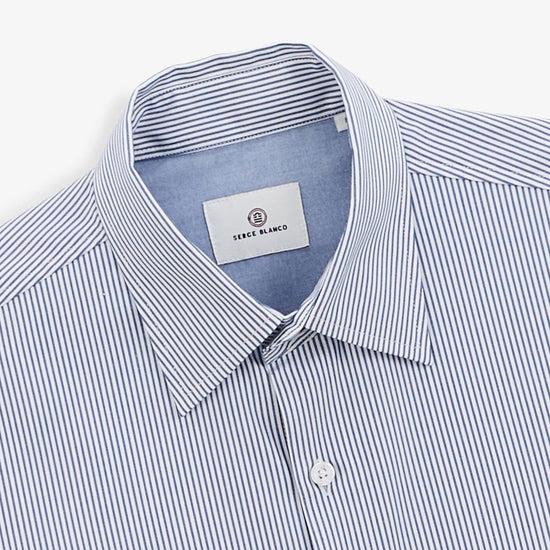 Serge Blanco Chemise Rayée Bleu Marine