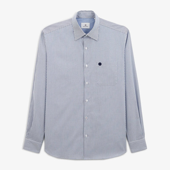 serge blanco Chemise rayée bleu marine