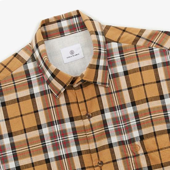 Serge Blanco Chemise Regular Brun à Carreaux