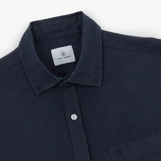 Serge Blanco Chemise Regular En Lin Dark Navy