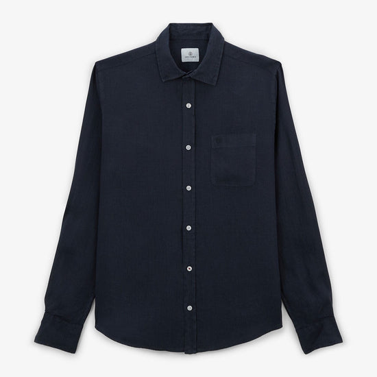 serge blanco Chemise regular en lin dark navy