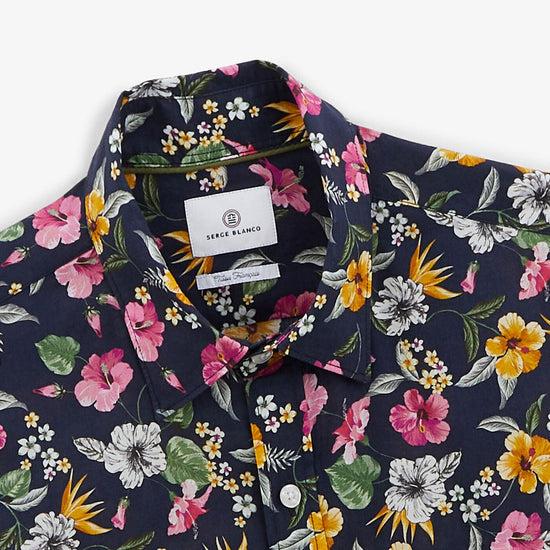 Serge Blanco Chemise Regular Indigo Imprimé Fleurs