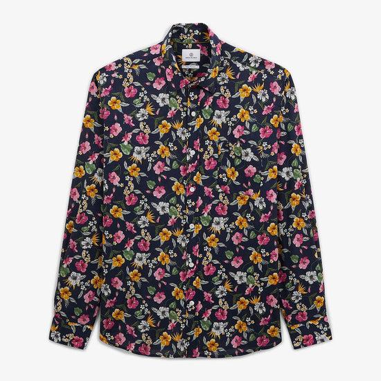 serge blanco Chemise regular indigo imprimé fleurs