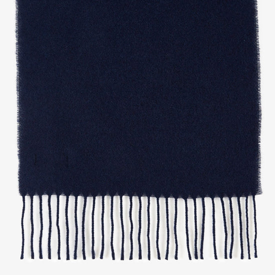 Serge Blanco Écharpe En Laine Unie Bleu Marine