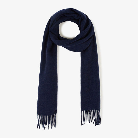 serge blanco Écharpe en laine unie bleu marine