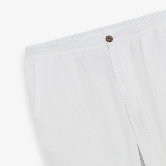 Serge Blanco Pantalon 738 En Lin Blanc