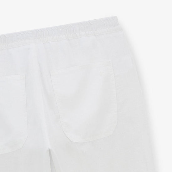 Serge Blanco Pantalon 738 En Lin Blanc