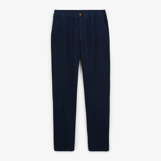 serge blanco Pantalon 738 en lin bleu foncé