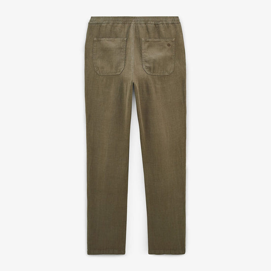 Serge Blanco Pantalon 738 En Lin Vert Militaire