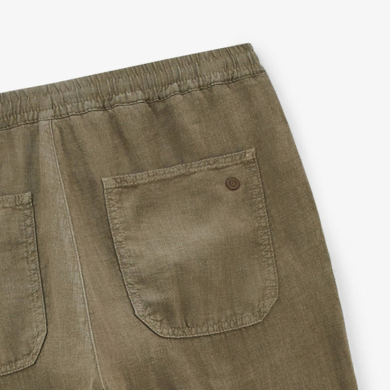 Serge Blanco Pantalon 738 En Lin Vert Militaire