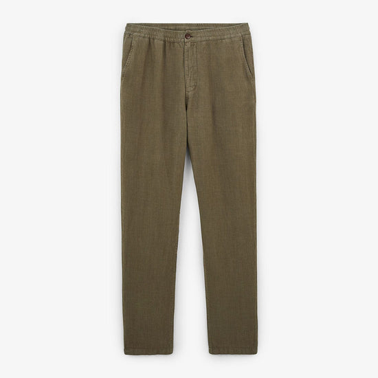 serge blanco Pantalon 738 en lin vert militaire