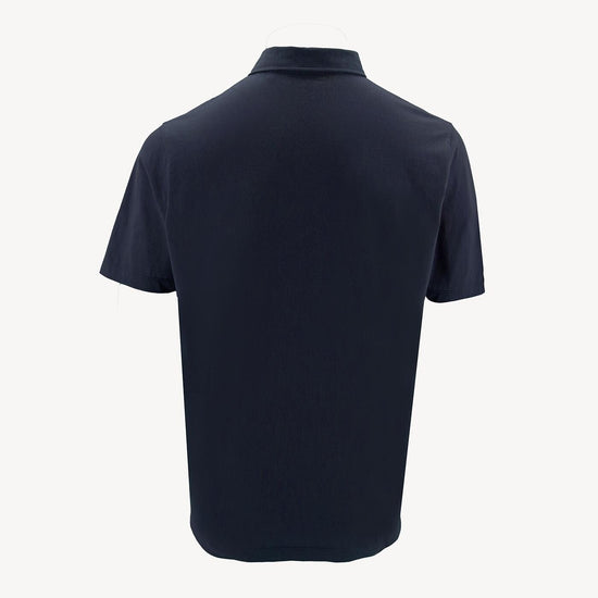 Serge Blanco Polo Bleu Marine Avec Badge Poitrine