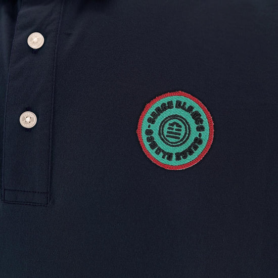 Serge Blanco Polo Bleu Marine Avec Badge Poitrine