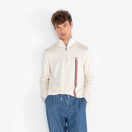 Serge Blanco Pull Merton Col Zippé Off-white