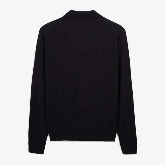 Serge Blanco Pull Miguel Col Polo Zippé Bleu Foncé