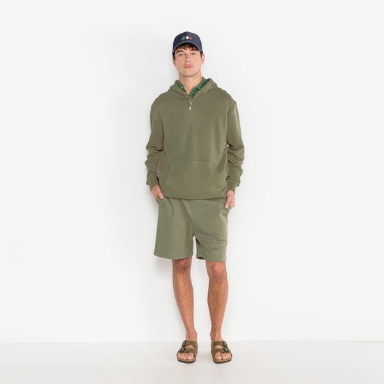 Serge Blanco Short Basile En Molleton Vert Teck