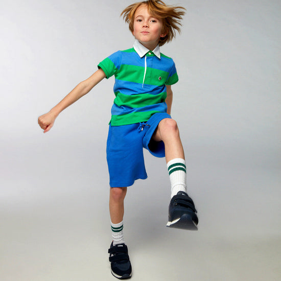 Serge Blanco Short En Molleton Bleu Royal Junior