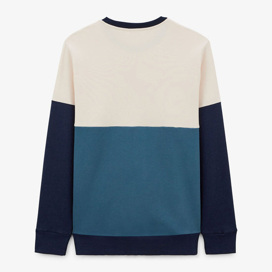 Serge Blanco Sweat Col Rond Tricolore Pastel