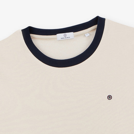 Serge Blanco Sweat Col Rond Tricolore Pastel