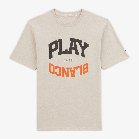 serge blanco T-shirt Titus beige chiné imprimé