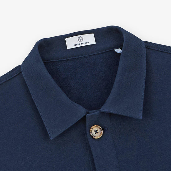 Serge Blanco Veste Dave En Molleton Bleu Marine