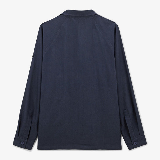 Serge Blanco Veste Worker Wakura En Lin Bleu Nuit