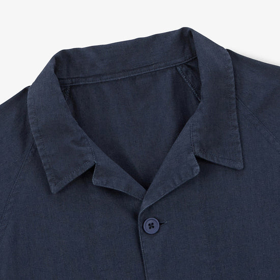 Serge Blanco Veste Worker Wakura En Lin Bleu Nuit