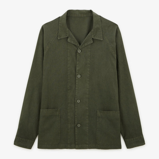 serge blanco Veste worker Wakura en lin vert teck