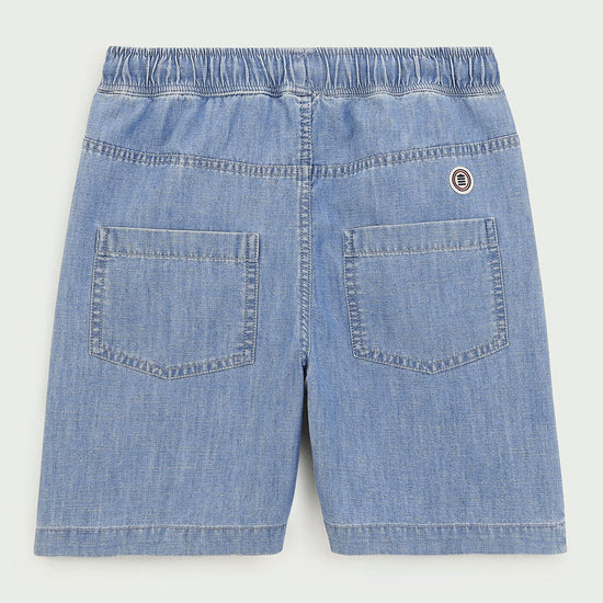 Serge Blanco Short Taille élastique Junior Bleu Denim