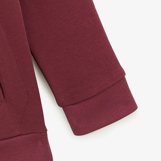 Serge Blanco Sweat à Capuche Junior En Molleton Brossé Rouge Bordeaux