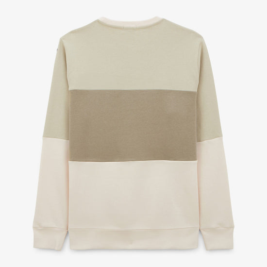 Serge Blanco Sweat à Col Rond Tricolore Logo Ciment