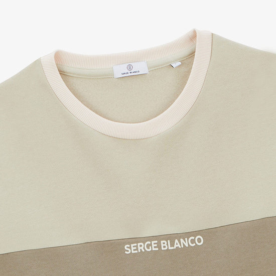 Serge Blanco Sweat à Col Rond Tricolore Logo Ciment