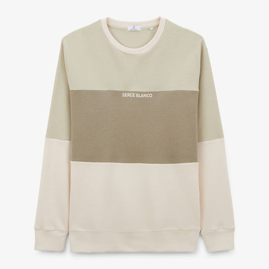 serge blanco Sweat à col rond tricolore logo ciment