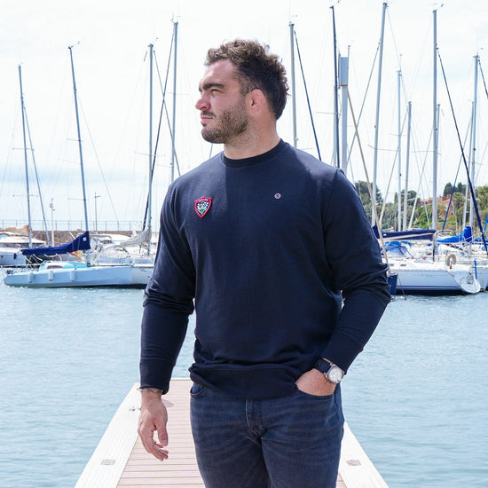 Serge Blanco Sweat Col Rond Rugby Club Toulonnais Noir