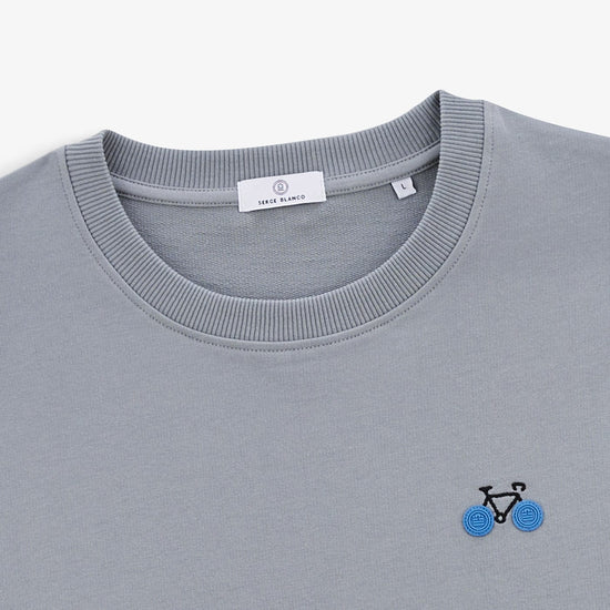 Serge Blanco Sweat Stanley Broderie Vélo Gris Ardoise