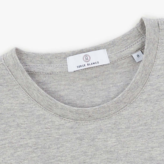 Serge Blanco T-shirt Junior à Col Rond En Coton Gris Chiné