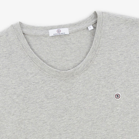 Serge Blanco T-shirt Manches Courtes Col Rond Gris Chiné