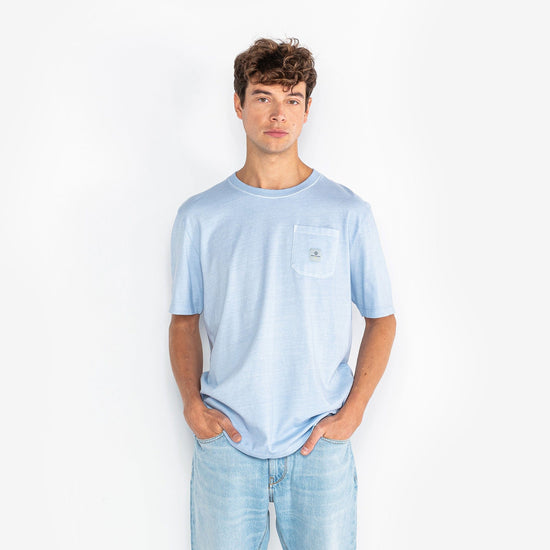 Serge Blanco T-shirt Manches Courtes Tim Avec Poche Poitrine Bleu Ciel
