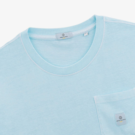 Serge Blanco T-shirt Manches Courtes Tim Avec Poche Poitrine Bleu Ciel