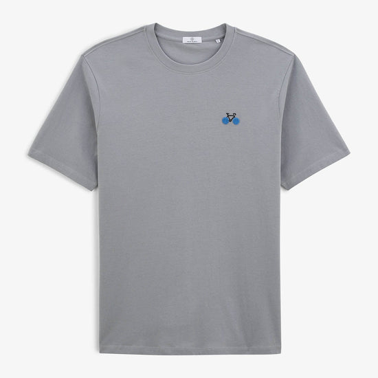 serge blanco T-shirt manches courtes Tino broderie vélo gris ardoise