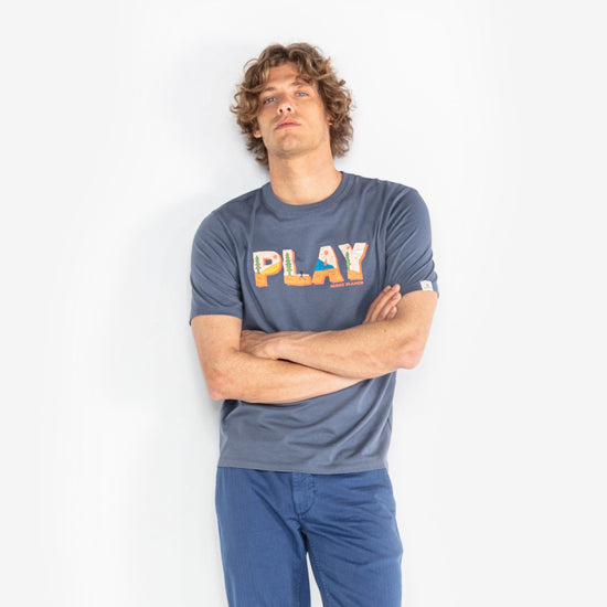 Serge Blanco T-shirt Manches Courtes Todd Bleu Denim