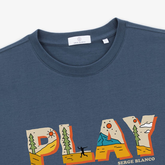 Serge Blanco T-shirt Manches Courtes Todd Bleu Denim