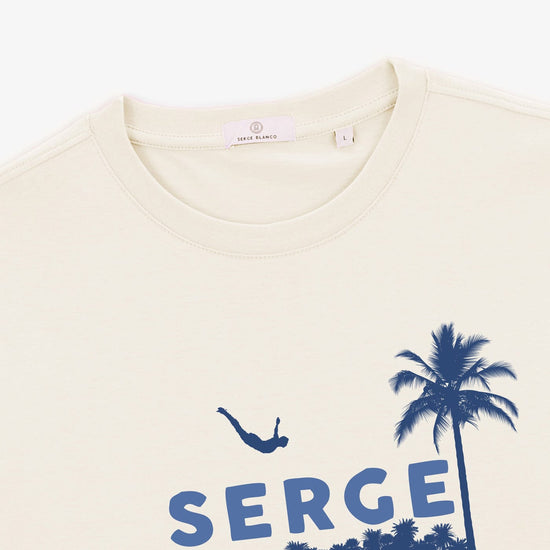Serge Blanco T-shirt Manches Courtes Turin Imprimé SERGE Blanc Latte